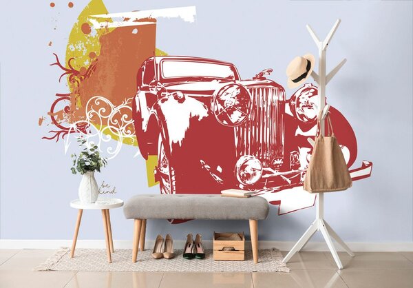 Tapeta retro auto s abstrakciou