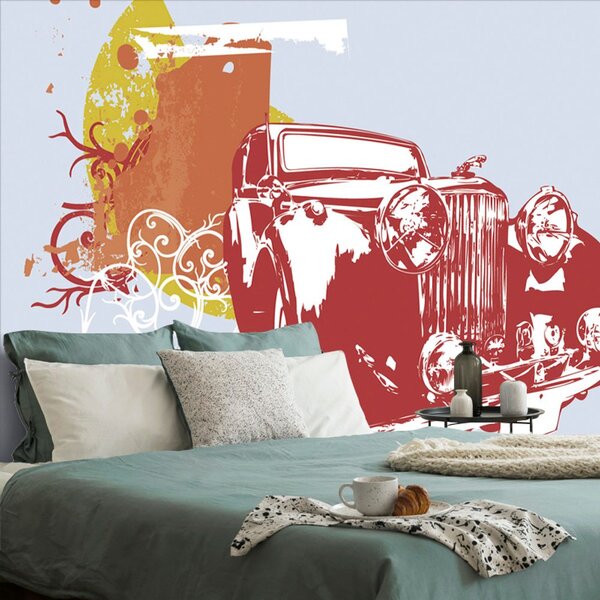 Tapeta retro auto s abstrakciou