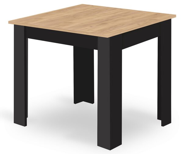 Čierny jedálenský stôl s doskou v dekore dub 80x80