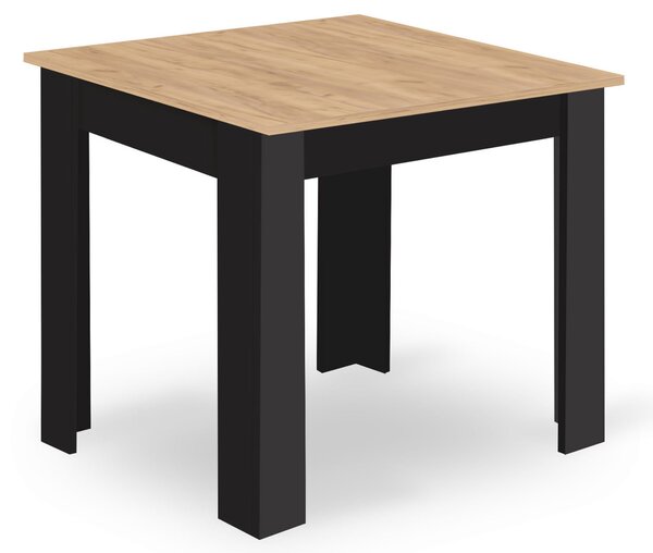 Čierny jedálenský stôl s doskou v dekore dub 80x80