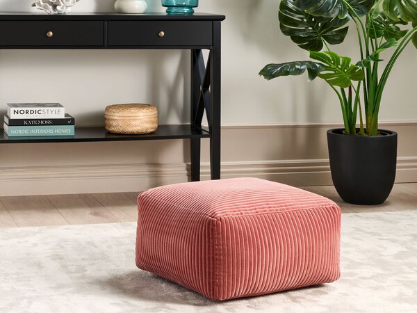 Taburetka svetločervená menčester 50 x 30 cm bez vzoru štvorcový tvar s odnímateľným poťahom moderný štýl obývačka spálňa