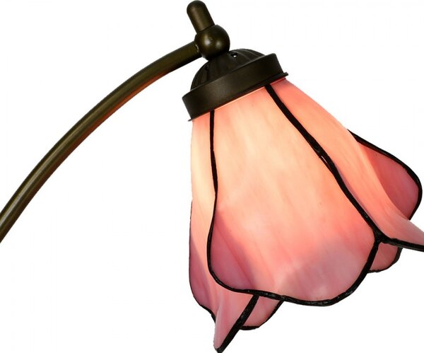 Stolová lampa Tiffany s ružovým tienidlom kvet Bloom - 26*19*50 cm - Clayre & Eef