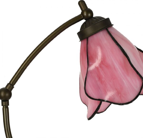 Stolová lampa Tiffany s ružovým tienidlom kvet Bloom - 26*19*50 cm - Clayre & Eef