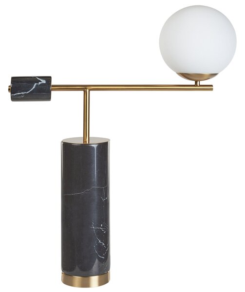 Stolná lampa čierna a zlatá mramorový podstavec sklenené tienidlo obývacia izba spálňa moderný štýl