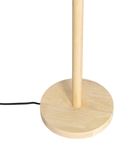Drevená stojaca lampa s oválnym ľanovým tienidlom biela 50cm - Mels