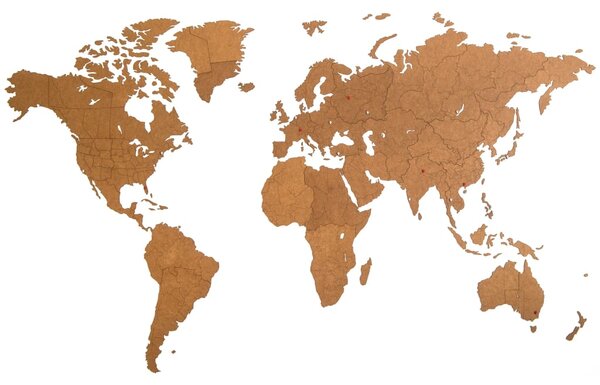 MiMi Innovations Drevená nástenná mapa sveta Giant, hnedá 280x170 cm