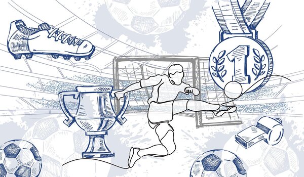Tapety Náčrty futbalových trofejí, Fototapety Izba pre tínedžerov, Fototapety futbal, w04108 : Uwalls.sk