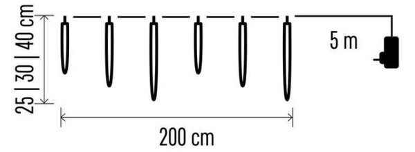 LED vianočná girlanda – cencúle, 6 ks, 2 m, vonk. a vnút., studená biela (DCPC06)