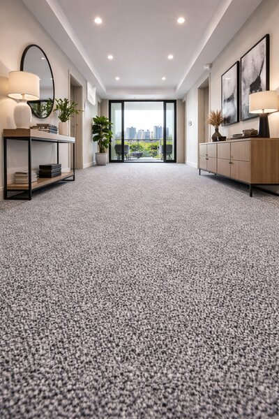 Lano , Metrážny koberec Bloom 843, na mieru, šíře 4m,5m, šedá, ab (mriežka), chodba / predsieň
