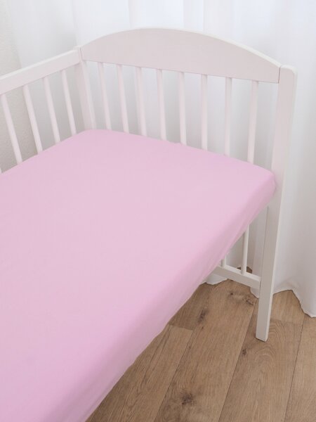 Jersey prostěradlo do postýlky s elastanem 70 × 140 cm – růžová