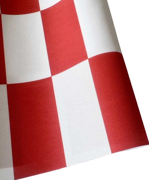 Látka do exteriéru na zahradné lehátka a húpacie siete, farba Bielo Červená Šachovnica 5x10 cm