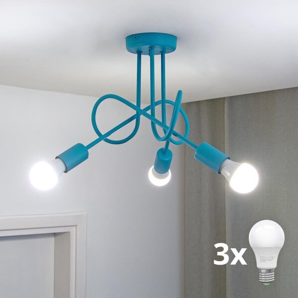 LED Detský prisadený luster OXFORD 3xE27/15W/230V modrý