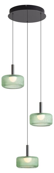 Dizajnová závesná lampa kovovo sivá so zeleným sklom, vrátane 3-stupňovo stmievateľnej LED, 3-svetelná Easylift - Fiera