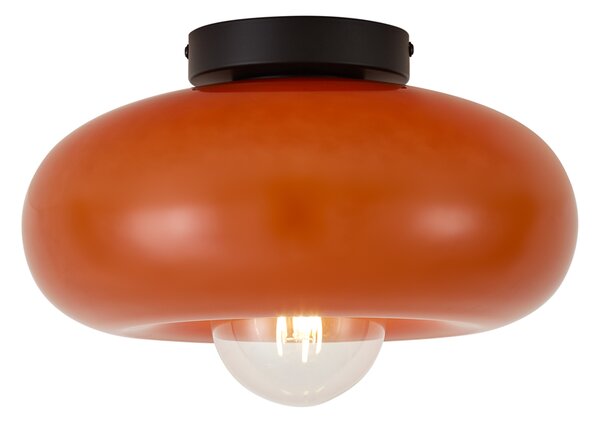 Retro čierne stropné svietidlo s oranžovým sklom 30 cm - Glaze