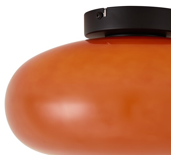 Retro čierne stropné svietidlo s oranžovým sklom 30 cm - Glaze