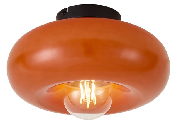 Retro čierne stropné svietidlo s oranžovým sklom 30 cm - Glaze