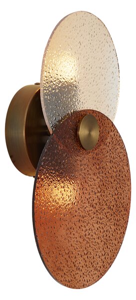 Nástenné svietidlo Art Deco tmavý bronz s jantárovým sklom 2-svetelná - Text