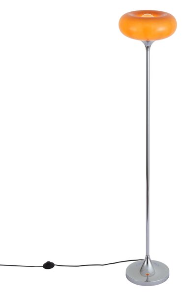 Retro stojaca lampa chrómová s oranžovým skleneným tienidlom 150 cm - Glaze