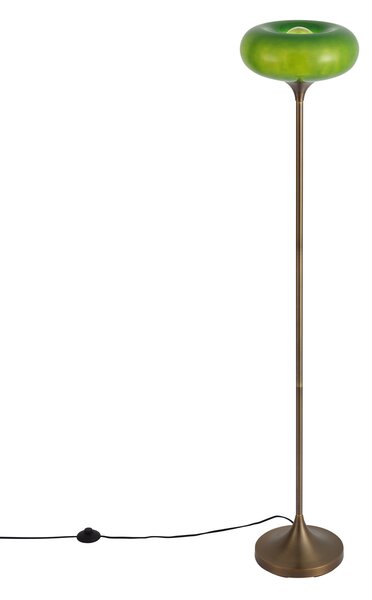 Retro stojaca lampa tmavobronzová so zeleným skleneným tienidlom 150 cm - Glaze