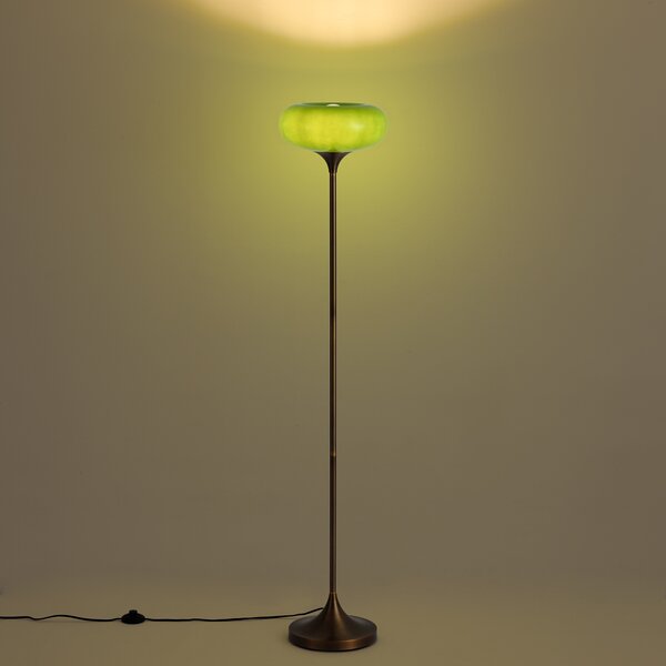 Retro stojaca lampa tmavobronzová so zeleným skleneným tienidlom 150 cm - Glaze