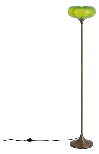 Retro stojaca lampa tmavobronzová so zeleným skleneným tienidlom 150 cm - Glaze