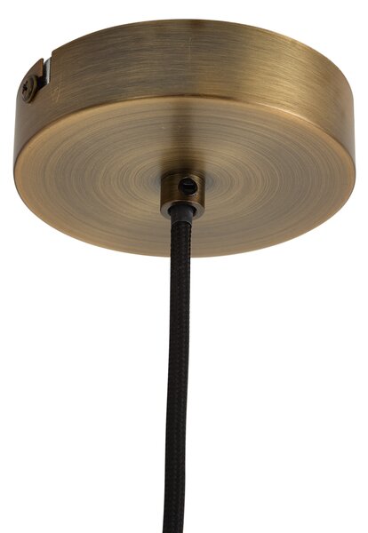 Závesná lampa Art Deco bronzová s jantárovým sklom rovná 8-svetelná - Text