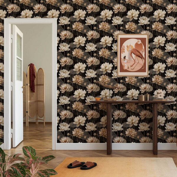 Tapety Žiara lotosov na antracite, Tapety kvety, a00420 : Uwalls.sk