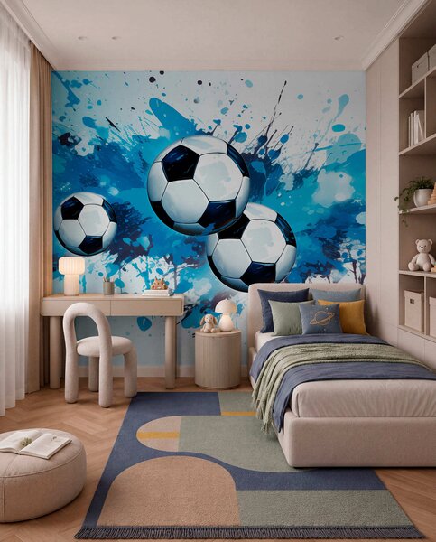 Tapety Futbal v modrých špliechancoch, Fototapety Izba pre tínedžerov, Fototapety futbal, w04373 : Uwalls.sk