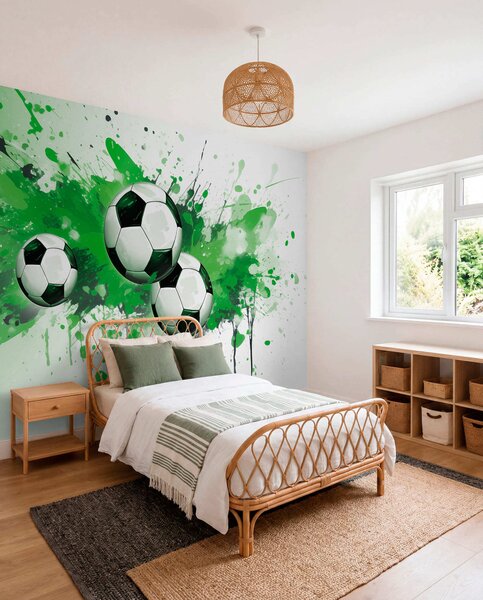 Tapety Futbalové lopty v zelenej, Fototapety Izba pre tínedžerov, Fototapety futbal, w04373v1 : Uwalls.sk