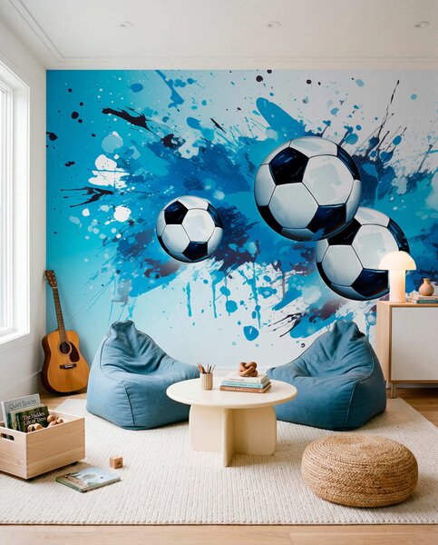 Tapety Futbal v modrých špliechancoch, Fototapety Izba pre tínedžerov, Fototapety futbal, w04373 : Uwalls.sk