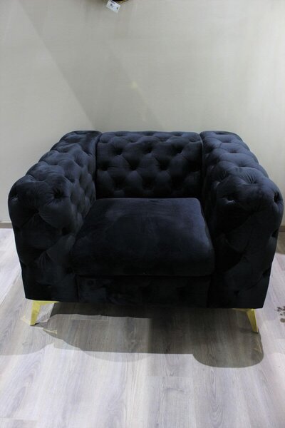 Exkluzívna zamatová 1-sedačka LUSSY čierna 112cm