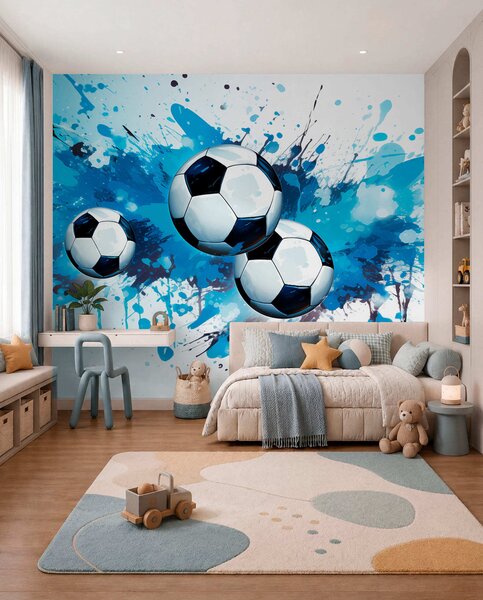 Tapety Futbal v modrých špliechancoch, Fototapety Izba pre tínedžerov, Fototapety futbal, w04373 : Uwalls.sk