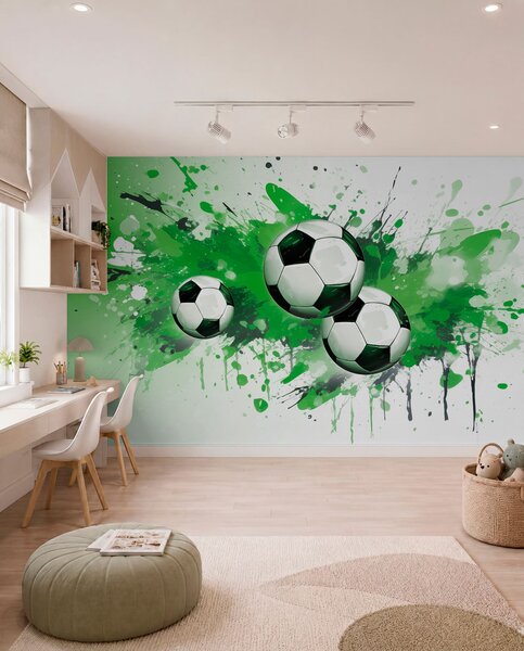 Tapety Futbalové lopty v zelenej, Fototapety Izba pre tínedžerov, Fototapety futbal, w04373v1 : Uwalls.sk
