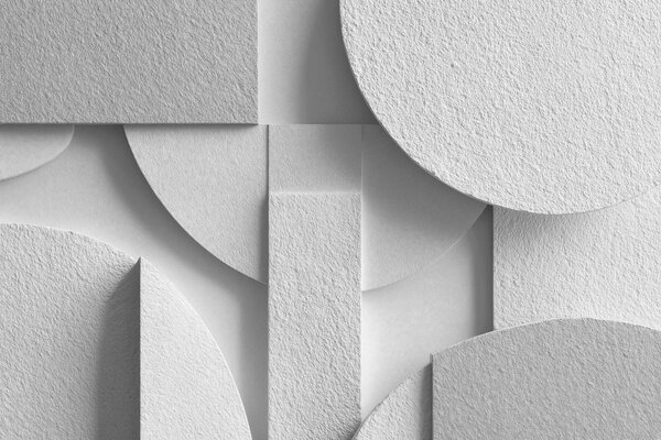 Tapety Abstraktná kompozícia s bielymi trojrozmernými geometrickými tvarmi, Fototapety geometria, w04395v1 : Uwalls.sk