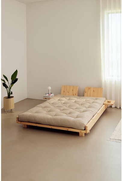 Hnedá dvojlôžková posteľ z borovicového dreva s roštom 160x200 cm Social – Karup Design