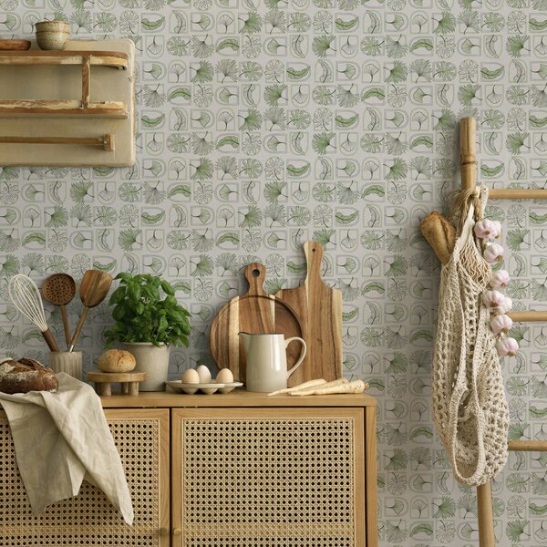 Tapety Zelený botanický patchwork, Tapety kvety, a00287 : Uwalls.sk