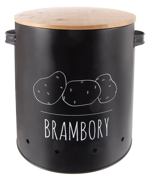 ORION Dóza na zemiaky, plech/bambus pr. 22,5 cm, BLACK CZ