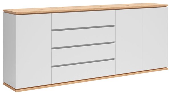 ŠIROKÁ KOMODA, biela, dub artisan, 230/93/42 cm Xora - Online Only drobný nábytok, Online Only