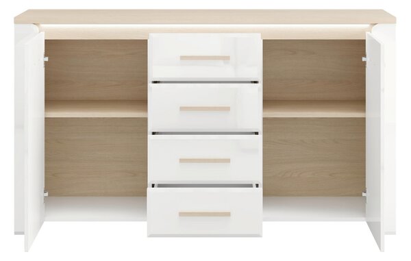 KOMODA, biela, dub bianco, 154/88/40 cm Carryhome - Komody