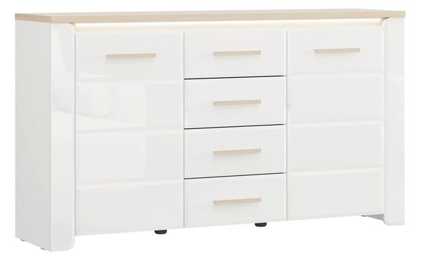 KOMODA, biela, dub bianco, 154/88/40 cm Carryhome - Komody