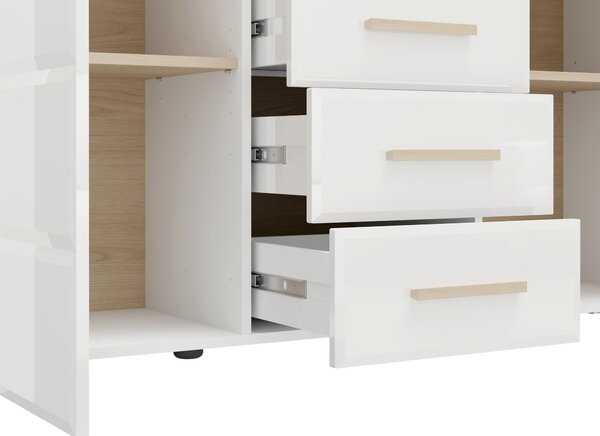 KOMODA, biela, dub bianco, 154/88/40 cm Carryhome - Komody