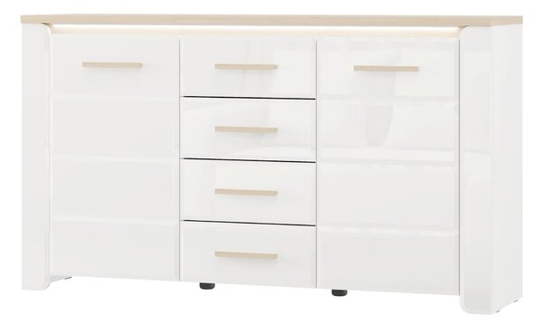 KOMODA, biela, dub bianco, 154/88/40 cm Carryhome - Komody