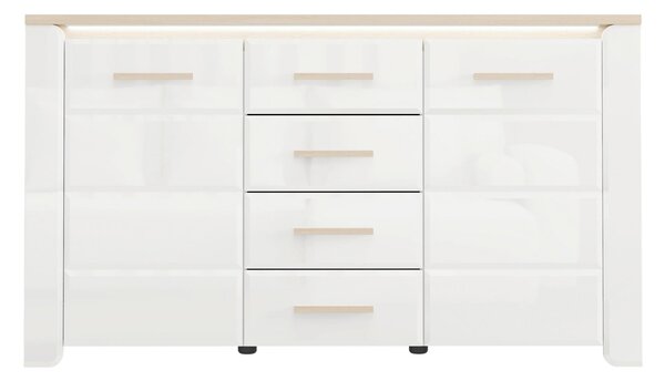 KOMODA, biela, dub bianco, 154/88/40 cm Carryhome - Komody
