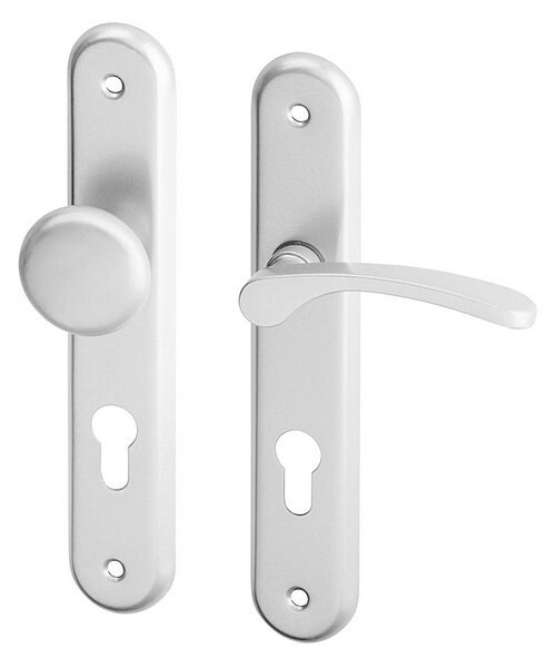 Dverné kovanie ACT Viola (strieborná), kľučka-kľučka, Otvor pre obyčajný kľúč BB, AC-T Strieborná, 72 mm
