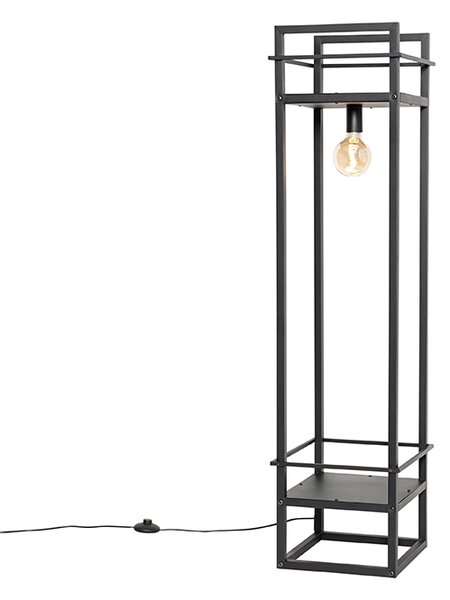 Priemyselná stojaca lampa čierna - Cage Rack
