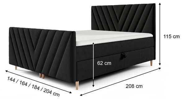 Wilsondo Manželská boxspring posteľ Beno Plus - čierna Rozmer: 160x200
