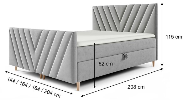 Wilsondo Manželská boxspring posteľ Beno Plus - sivá Rozmer: 160x200