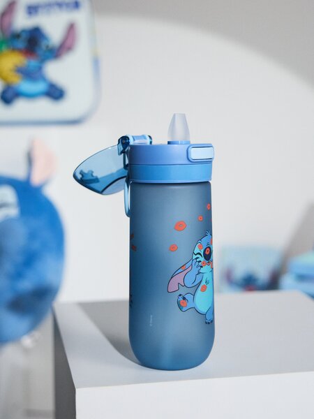 Sinsay - Fľaša na vodu s rúčkou a slamkou Stitch - viacfarebná