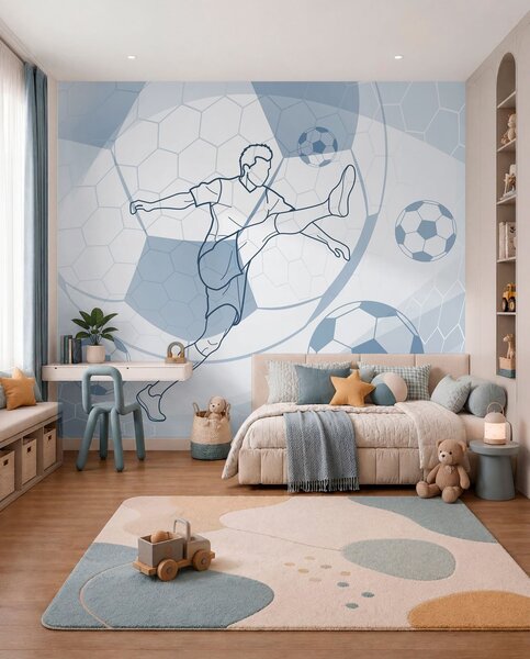 Tapety Modrá futbalová kresba, Fototapety Izba pre tínedžerov, Fototapety futbal, w04601 : Uwalls.sk
