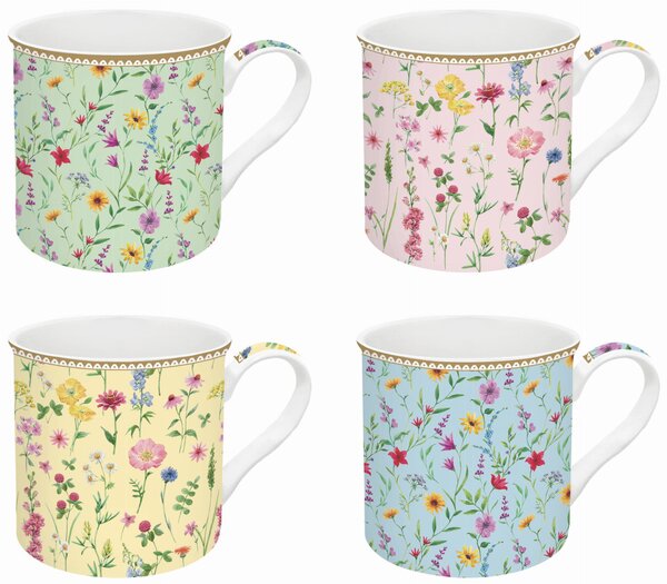 FEDORA Home Hrnček porcelánový, set 4ks 260ml, krabička, Coffee Mania Spring Flower